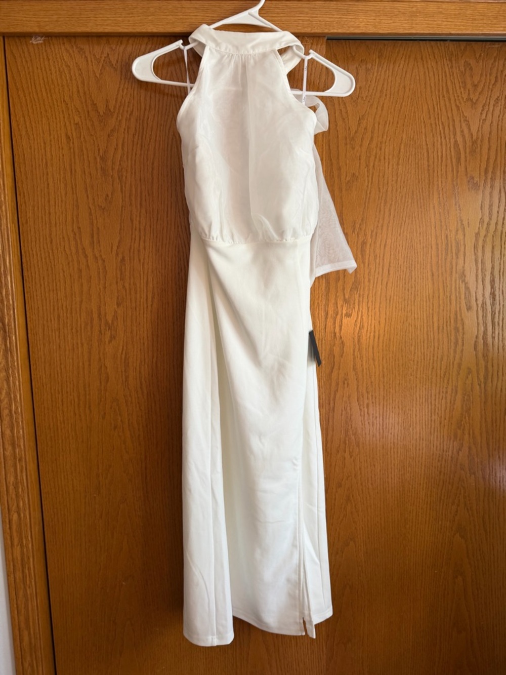 Elegant White Halter Neck Maxi Dress